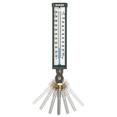 BAKER INSTRUMENTS 9VU35-245 Industrial Thermometer, 30 to 240 deg F (0 to 114 deg C) 9VU35-245